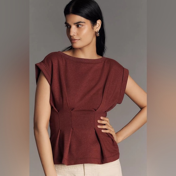 Anthropologie Tops - NWT Anthropologie Maeve Burgundy Seamed Muscle Top Size XXS